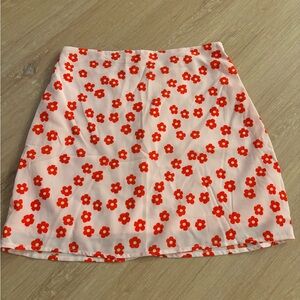 Floral Red and White Skirt